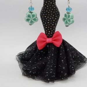 Ceramic and Crystal Flower Earrings